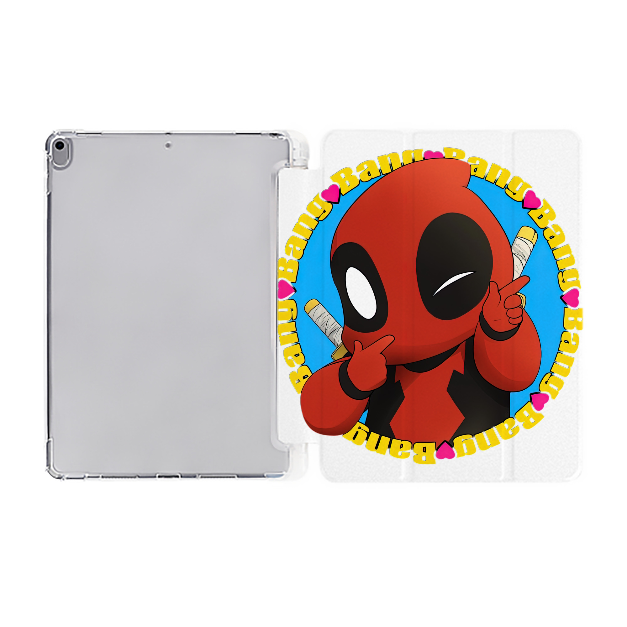 （画像用） Deadpool デッドプール IPad ケース ペン収納付き 三つ折りスタンド PUレザー×シリコン 対応機種9.5/10.5/10.9インチ